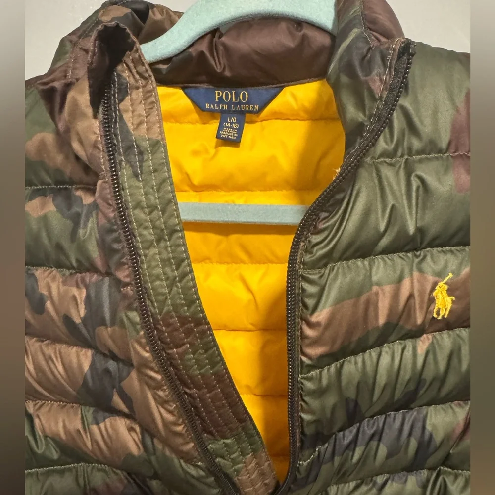 EUC-Polo Ralph Lauren- Camouflage Puffer Vest- Kids Size Large 14/16